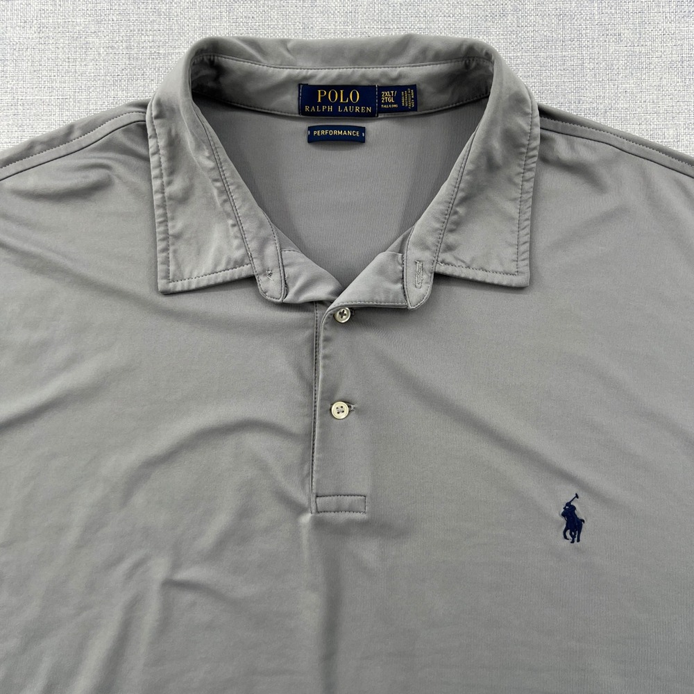 Polo Ralph Lauren Performance Polo Shirt Mens 2XLT Gray Short Sleeve Golf Preppy - Picture 5 of 9